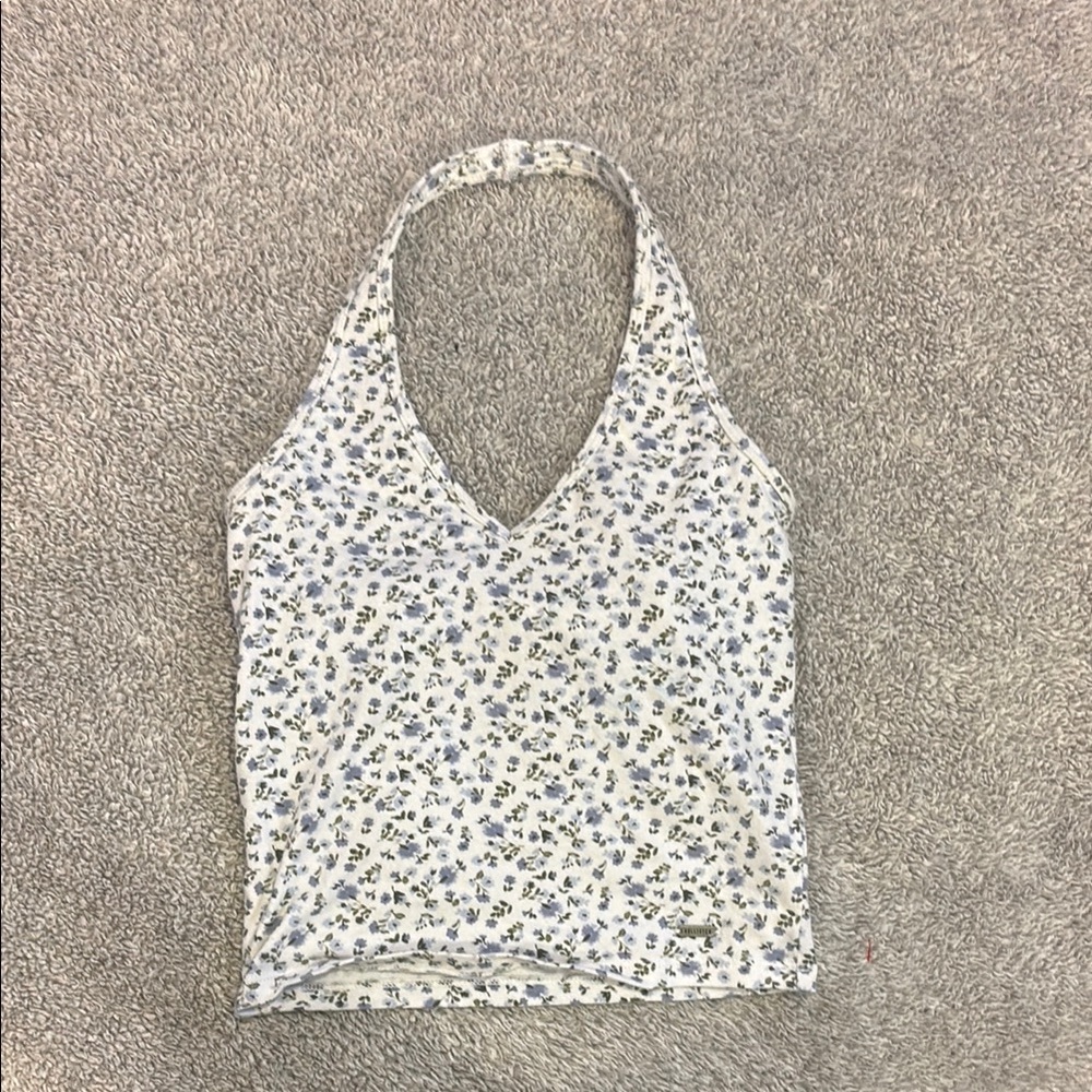 Hollister Cream Halter Fitted Tank Top